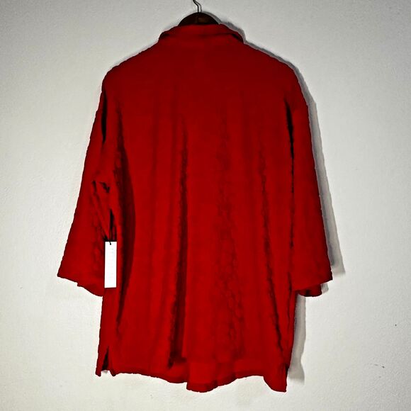 Forever 21 Women Swim Cover Up Dress L Red Heart Terrycloth Button Down NWT - Picture 2 of 7